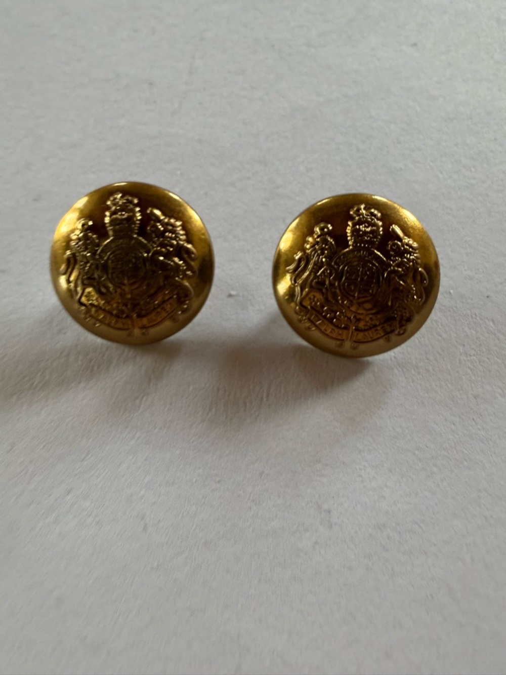 Set of 2 Ralph Lauren Coat of Arms Gold-tone Brass Blazer Buttons - Picture 3 of 6